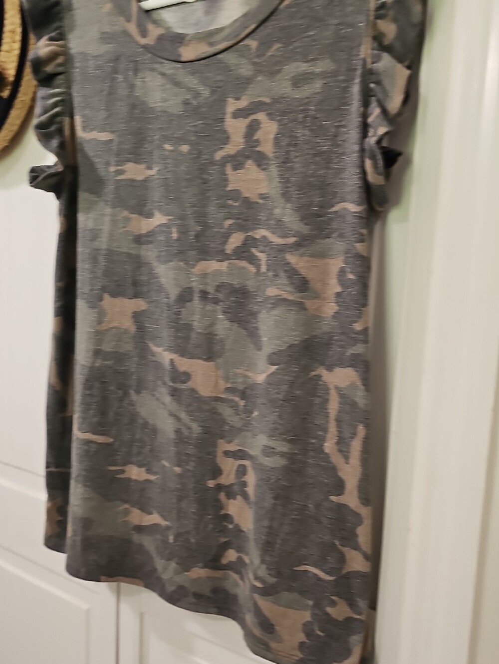 BiBi Olive & Gray Camo Ruffle Tank - Picture 4 of 8